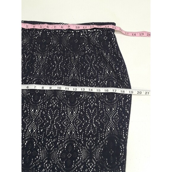 Kay Unger New York Pencil Skirt Lace Sheer Navy Blue Zipper Lined Sz 8 - Picture 6 of 10
